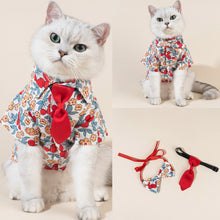 Load image into Gallery viewer, Catsby Cat Shirt &amp; Tie Set | Floral Shirt for Cats &amp; Kittens | MissyMoMo
