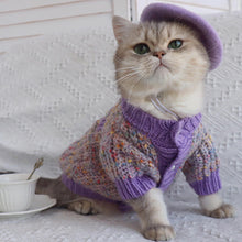 Load image into Gallery viewer, Cat with Purple Wool Beret Hat | MissyMoMo
