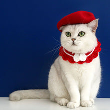 Load image into Gallery viewer, Cat with Red Wool Beret Hat | MissyMoMo
