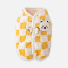 Load image into Gallery viewer, Checkered Bear Cat Jacket | Yellow Fleece Jacket for Cats | MissyMoMo

