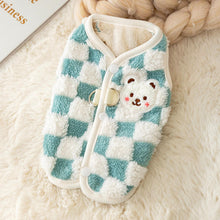 Load image into Gallery viewer, Checkered Bear Cat Jacket | Blue Fleece Jacket for Cats | MissyMoMo
