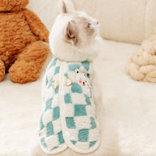 Load image into Gallery viewer, Cat in Blue Fleece Checkered Jacket | MissyMoMo
