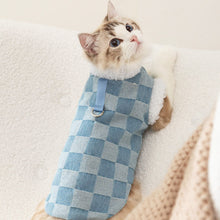 Load image into Gallery viewer, Cat in Blue Checkered Fleece Jacket | MissyMoMo
