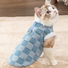 Load image into Gallery viewer, Cat in Blue Checkered Fleece Jacket | MissyMoMo
