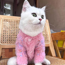 Load image into Gallery viewer, Cat in Pink Fuzzy Cat Cardigan | Knit Cat Cardigan | MissyMoMo
