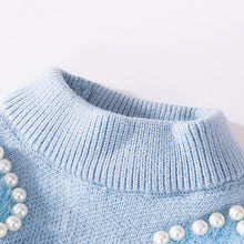 Load image into Gallery viewer, Blue Sweater with Pearl Hearts for Cats &amp; Kittens | MissyMoMo
