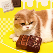 Load image into Gallery viewer, Orange Cat with Chocolate Bar Snuffle Cat Toy | Cute Cat Toys | MissyMoMo
