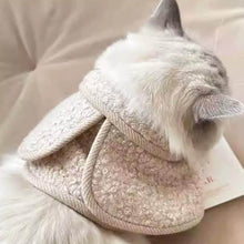 Load image into Gallery viewer, Colette Vanilla Cat Bib Back View on Ragdoll Cat | Soft Bouclé Cape | MissyMoMo
