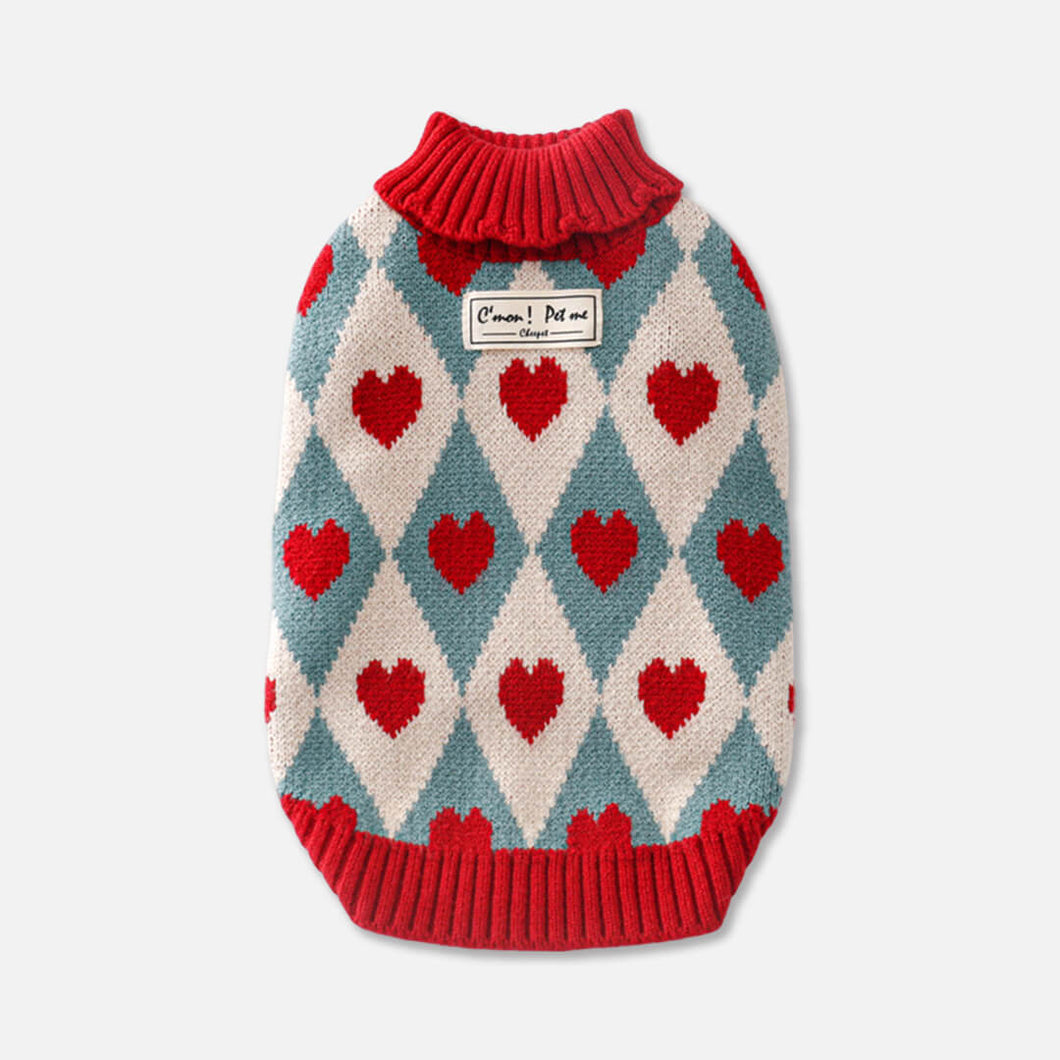 Cupid Cat Sweater | Red 
Heart Pattern Sweater for Cats | MissyMoMo