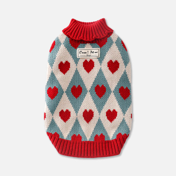 Cupid Cat Sweater | Red 
Heart Pattern Sweater for Cats | MissyMoMo