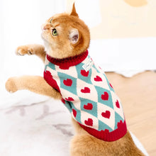 Load image into Gallery viewer, Cat in Red Heart Pattern Sweater | MissyMoMo
