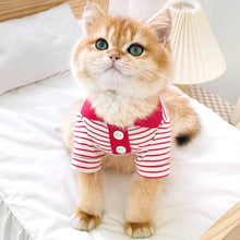 Load image into Gallery viewer, Cat in Red Striped Polo Shirt | MissyMoMo
