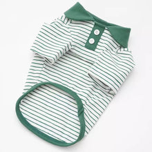 Load image into Gallery viewer, Green Striped Polo Shirt for Cats | MissyMoMo
