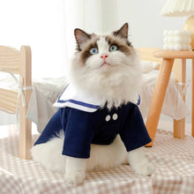 Load image into Gallery viewer, Cat in Sailor Shirt | Cat Clothes | MissyMoMo
