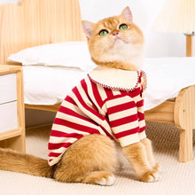 Load image into Gallery viewer, Cat in Red Striped Shirt | Cat Clothes | MissyMoMo

