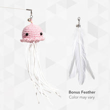 Load image into Gallery viewer, Jellyfish Cat Teaser Wand with Bonus Feather | Cute Cat Toys | MissyMoMo
