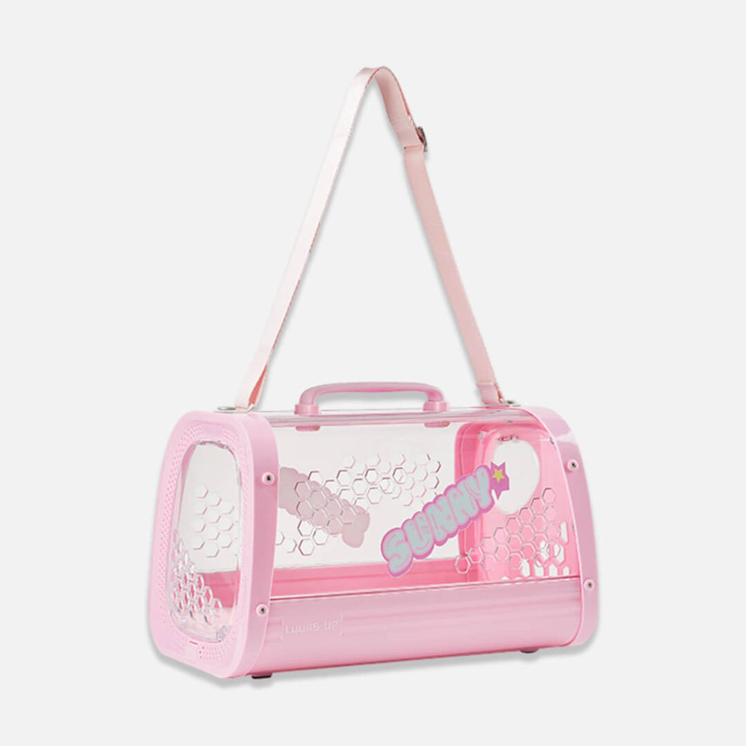 KittyMoMo Pink Clear Hard Cat Carrier | MissyMoMo