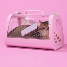 Load image into Gallery viewer, Cat Inside KittyMoMo Pink Clear Hard Cat Carrier | MissyMoMo
