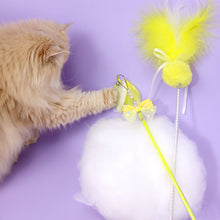 Load image into Gallery viewer, Cat with Feather Ribbon Cat Wand Toys | MissyMoMo
