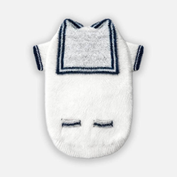 White Sailor Cat Cardigan | Nautical Cat Sweater | MissyMoMo