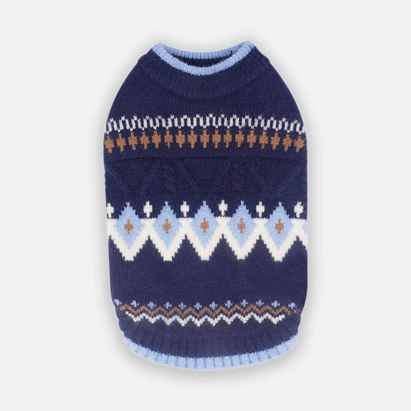 Fair Isle Navy Cat Sweater | Nordic Cat Sweater | MissyMoMo