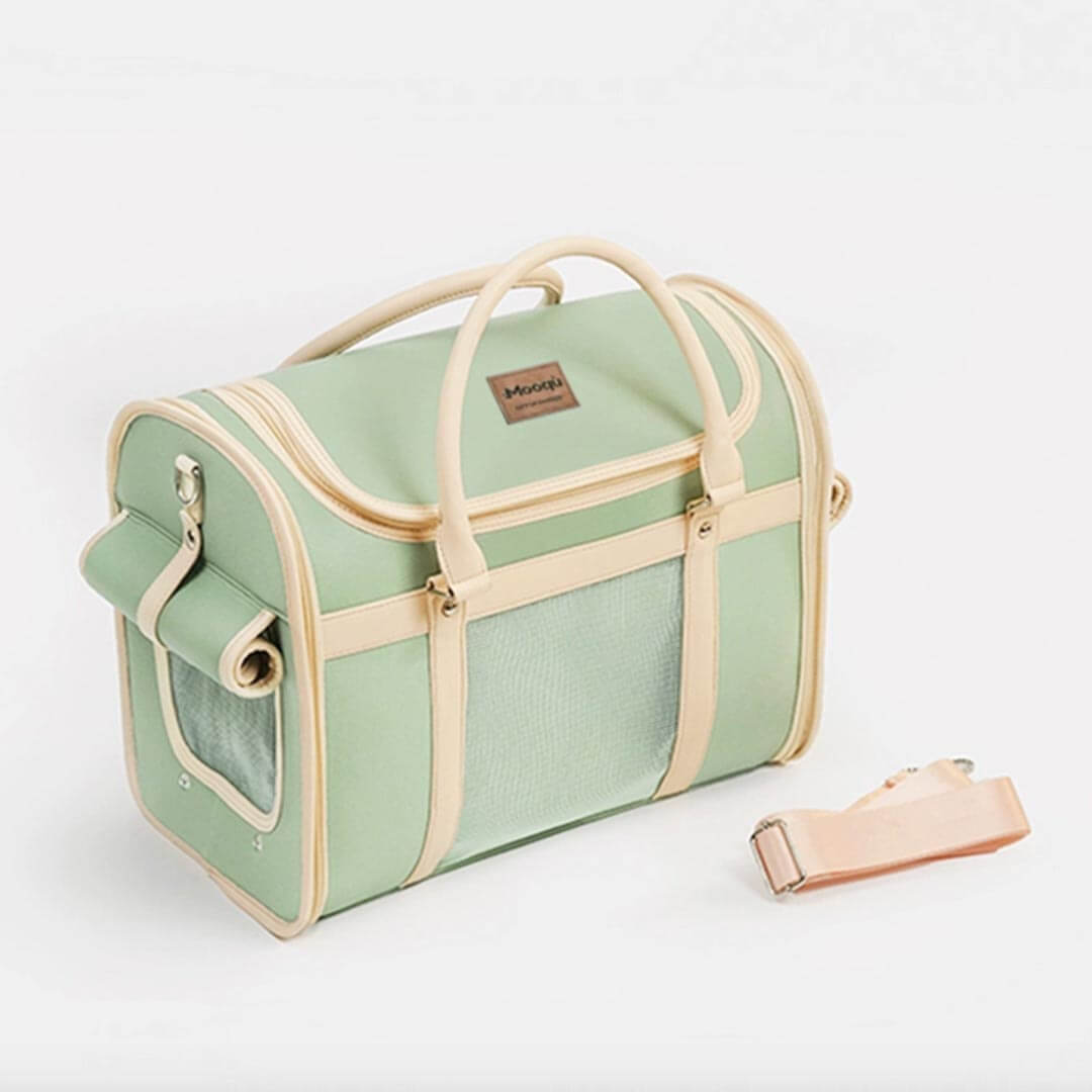 Stylish Foldable Leather Cat Carrier for Travel | MissyMoMo