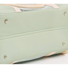 Load image into Gallery viewer, Base of Green Leather Cat Carrier with Protective Metal Feet | MissyMoMo
