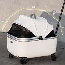 Load image into Gallery viewer, White Cat Carrier with Wheels | Stylish Cat Stroller | MissyMoMo
