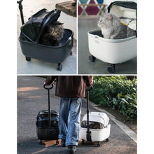 Load image into Gallery viewer, Black and White Cat Strollers | Stylish Cat Carriers with Wheels | MissyMoMo
