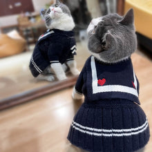 Load image into Gallery viewer, Cat in Navy Knit Cat Dress | MissyMoMo
