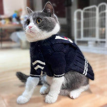 Load image into Gallery viewer, Cat in Navy Knit Cat Dress | MissyMoMo
