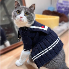 Load image into Gallery viewer, Cat in Navy Knit Cat Dress | MissyMoMo
