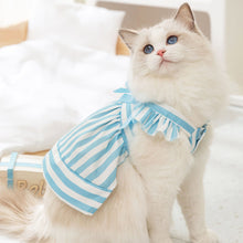 Load image into Gallery viewer, Cat in Summer Striped Dress | Blue Dress for Pets | MissyMoMo
