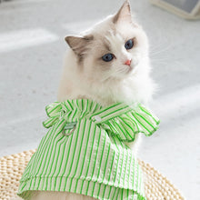 Load image into Gallery viewer, Cat in Green Summer Striped Vest | MissyMoMo
