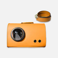 Load image into Gallery viewer, Orange Leather Duffle Cat Bag | Designer Cat Carrier | MissyMoMo
