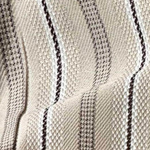Load image into Gallery viewer, Oxford Cat Shirt Fabric Close-Up | Cream Woven Fabric with Fine Black and Grey Stripes | MissyMoMo
