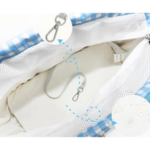 Load image into Gallery viewer, Water-Repellent Blue Gingham Pet Carrier | MissyMoMo
