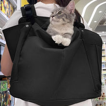 Load image into Gallery viewer, Cat Sitting In Black Cuddle Carrier Backpack Worn On Back | MissyMoMo
