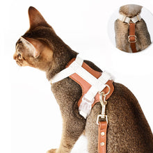Load image into Gallery viewer, Kitten on a Brown Leather Cat Leash | MissyMoMo
