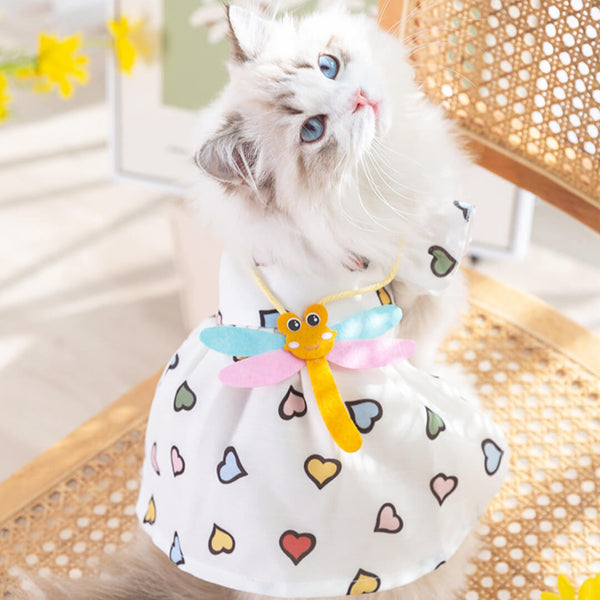 Ragdoll Cat in Heart Print Summer Dress | MissyMoMo