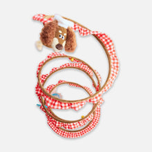 Load image into Gallery viewer, Puppy Spiral Cat Tunnel in Red Gingham | Interactive Cat Toys | MissyMoMo
