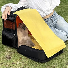 Load image into Gallery viewer, Cat Relaxing in Black Cat Backpack with Foldable Sunshade | MissyMoMo
