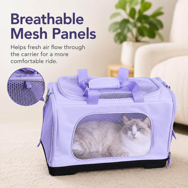 Puurof Cat Duffle Travel Carrier in Purple with Mesh Panels | MissyMoMo