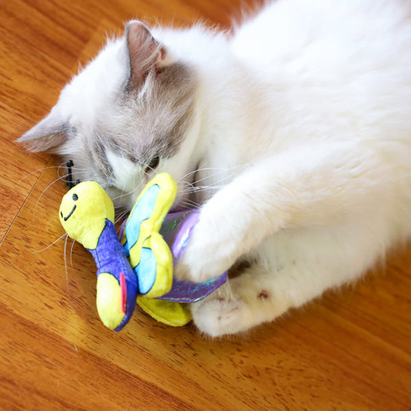 Cat Playing with Garden Furriends Cat Teaser Wand | MissyMoMo