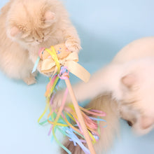 Load image into Gallery viewer, Cat Playing with Rainbow Ribbon Bear Cat Wand Toy | Cute Cat Toys | MiissyMoMo
