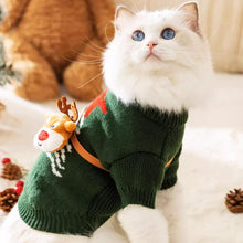 Load image into Gallery viewer, Cat in Cute Green Christmas Reindeer Sweater | MissyMoMo
