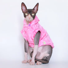 Load image into Gallery viewer, Sphynx Cat in Pink Tie Dye Sleeveless Hoodie | MissyMoMo
