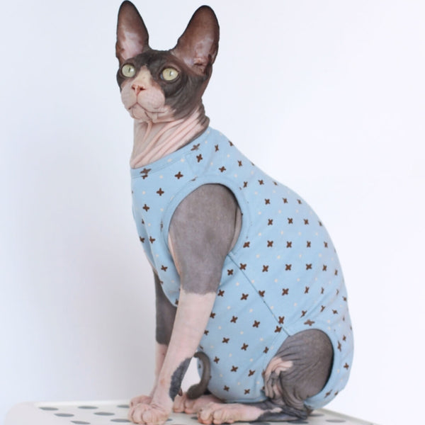Sphynx Cat in Stylish Blue Dungarees | MissyMoMo