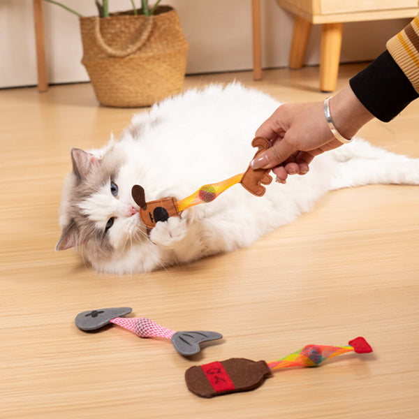 Cat Playing with Stretchy Pup Catnip Toy | MissyMoMo