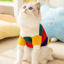 Load image into Gallery viewer, Cat in Colorful Striped Sweater | MissyMoMo
